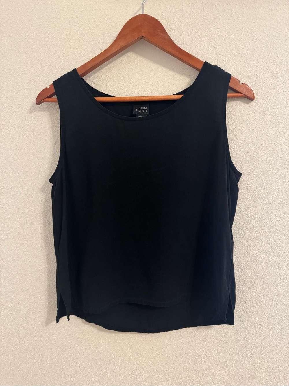 Eileen Fisher Black 100% Silk Sleeveless Tank Top Size Small S